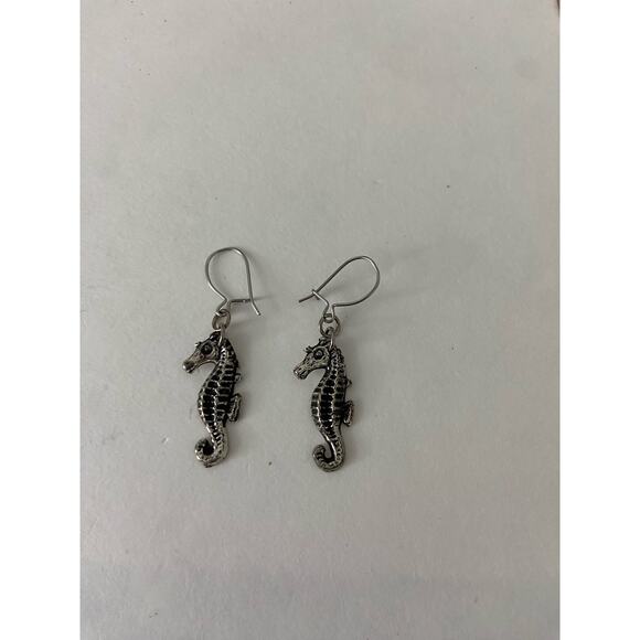 seahorse earrings silver tone - Picture 1 of 4